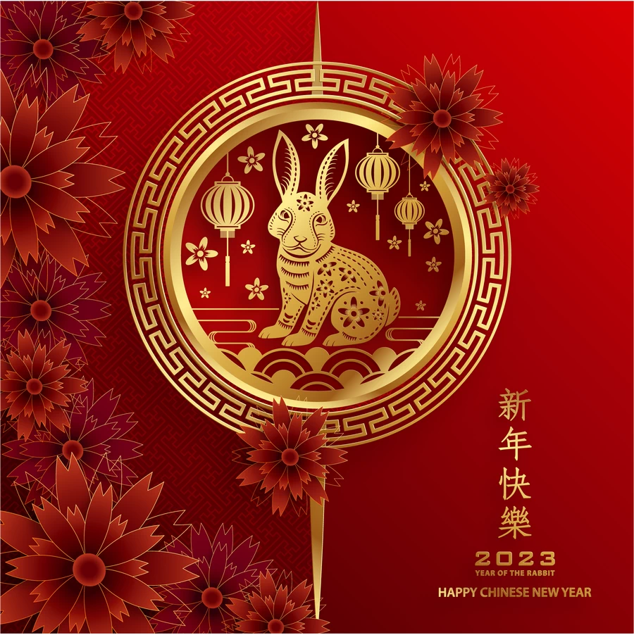 2023兔年中国风新年春节剪纸风节日宣传插画海报背景展板AI素材【085】